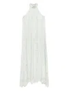 D Exterior Dexterior High Neck Lace Overlay Maxi Dress In Neutral
