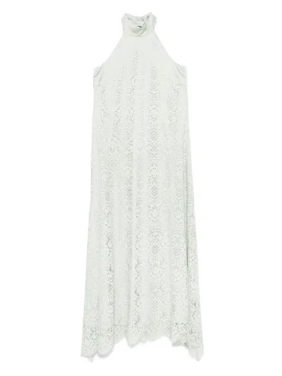 D EXTERIOR DEXTERIOR HIGH NECK LACE OVERLAY MAXI DRESS