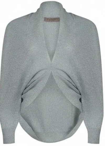 D Exterior Ruffle Detail Sweater In Green