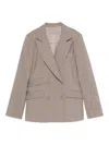D Exterior Double-breasted Flap-pocket Jacket In Neutral