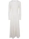 D Exterior Open-knit Long-sleeve Midi Dress In White