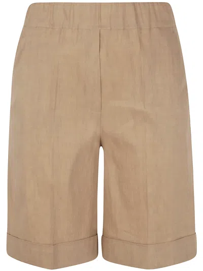 D Exterior D.exterior Linen Stretch Delave Shorts In Brown
