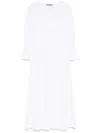 D Exterior Dexterior Long Flowing Dress With Textured Patterns In White