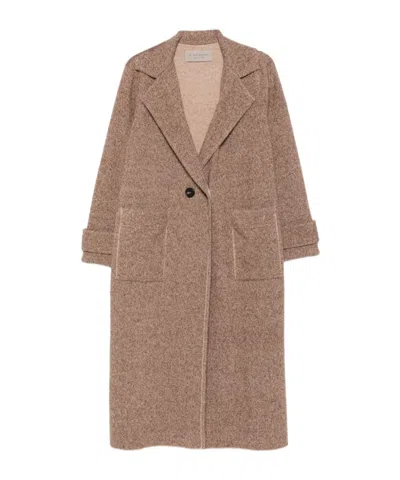 D Exterior D.exterior Long Single-breasted Coat In Brown