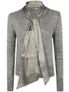 D Exterior D.exterior Long Sleeves Soft Ribbon Sequins Sweater In Gray