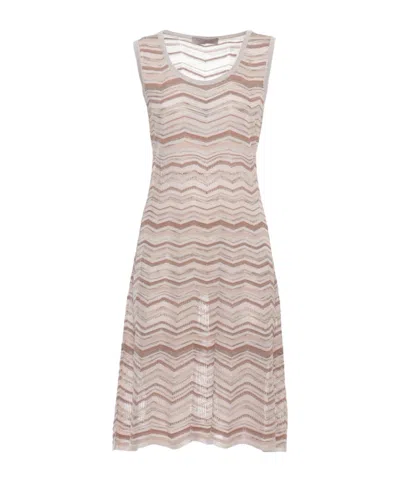 D Exterior D.exterior Lurex Chevron Knit Dress In Brown