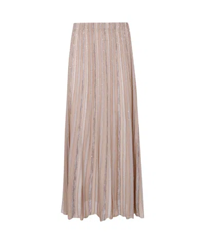 D Exterior D.exterior Metallic Pleated Skirt In Brown