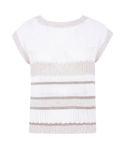 D Exterior D.exterior Open-knit Boat-neck Knitted Top In White
