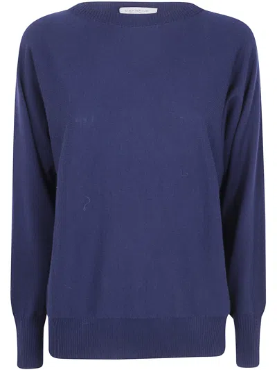 D Exterior D.exterior Oversized Merino Round Neck Sweater In Blue