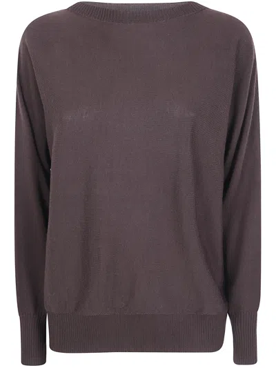 D Exterior D.exterior Oversized Merino Round Neck Sweater In Brown