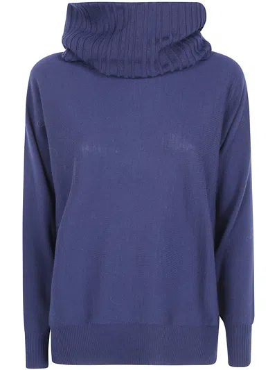 D Exterior D.exterior Oversized Merino Turtle Neck Sweater In Blue