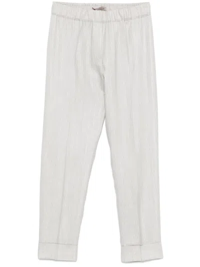 D Exterior Dexterior Relaxed Fit Grey Pants With Subtle Texture In Gray