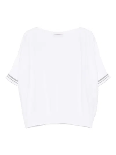 D Exterior Dexterior Relaxed Fit White T-shirt With Striped Accents In Gray