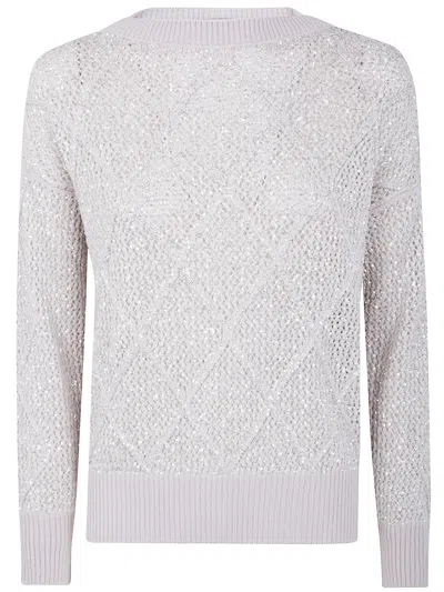 D Exterior D.exterior Rhombus Sequins Boatneck Sweater In Gray
