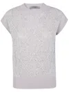 D Exterior Sequin-embellished Short-sleeved Sweater