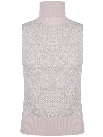 D Exterior D.exterior Rhombus Sequins Slim Top In Neutral
