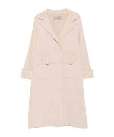 D Exterior D.exterior Ribbed Trim Double-breasted Coat In Pink