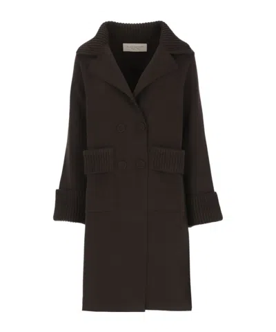 D Exterior D.exterior Ribbed Trim Double-breasted Coat In Brown