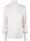 D Exterior D.exterior Satin Tunic Merinos Blouse In Neutral