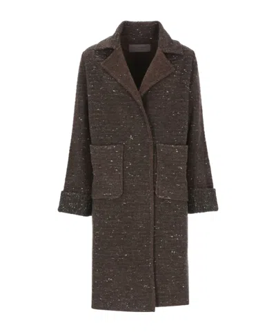 D Exterior D.exterior Sequin Detail Single-breasted Coat In Brown