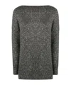 D Exterior D. Exterior Boatneck Sequins Soft Long Sweater In Gray