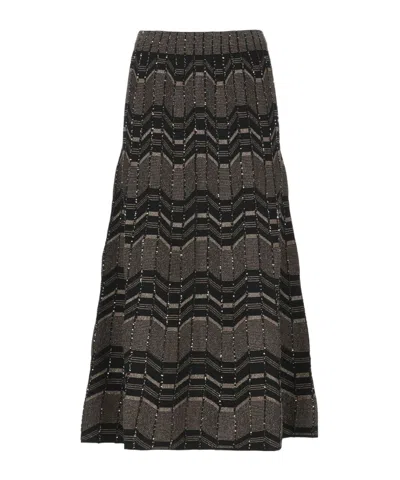 D Exterior D.exterior Sequined Geometric Knit Skirt In Gray