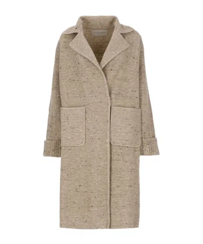 D Exterior D.exterior Sequined Long Coat In Brown