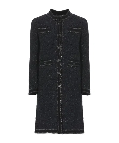 D Exterior D.exterior Sequined Lurex Coat In Black