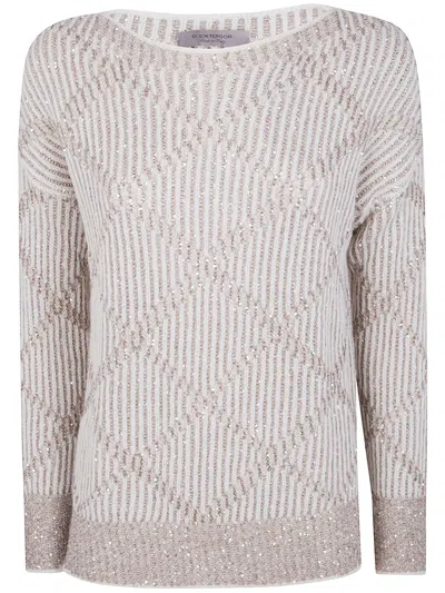 D Exterior D.exterior Sequins Rhombus Boatneck Sweater In Gray