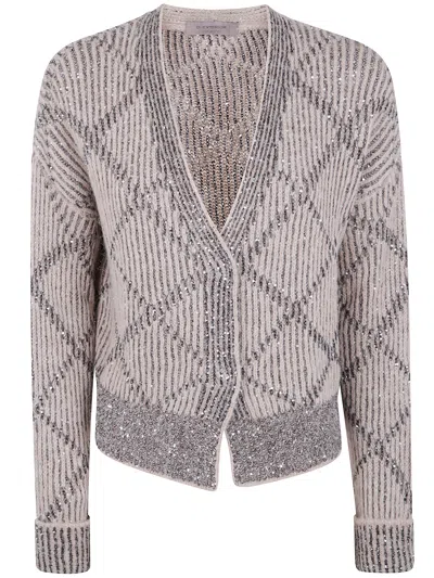 D EXTERIOR D.EXTERIOR SEQUINS RHOMBUS SHORT CARDIGAN