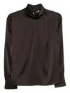 D Exterior Cutout Detail Blouse In Brown
