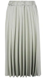 D Exterior Pleated Satin Midi Skirt In Green
