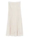 D Exterior Textured Knee-length Skirt With Lace-like Knit In Neutral