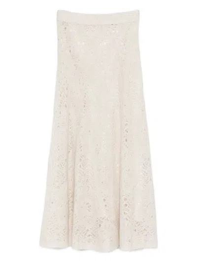 D EXTERIOR D.EXTERIOR OFF-WHITE MIDI SKIRT