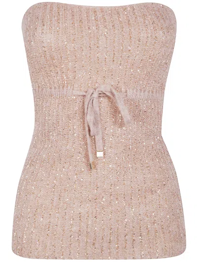 D Exterior D.exterior Soft Sequins Coulise Hooded Sweater In Pink