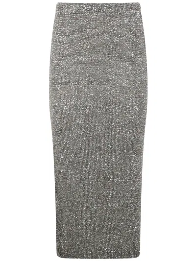 D Exterior D.exterior Soft Sequins Straight Skirt In Gray