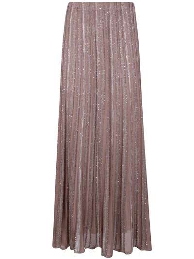 D Exterior D. Exterior Stripes Crystals Flared Skirt In Multi