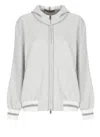 D Exterior D. Exterior Hooded Sweatshirt With Lurex Herringbone Pattern In Gray