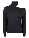 D Exterior Off-shoulder Turtleneck Sweater In Black