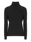 D Exterior High-neck Long-sleeves Sweater In Black