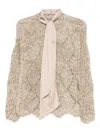 D Exterior Tie-neck Openwork Sweater In Neutral
