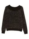 D Exterior Textured Knit Sweater With Subtle Sparkle In Gray