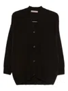 D Exterior Button-up Gray Knit Sweater With V-neckline In Gray