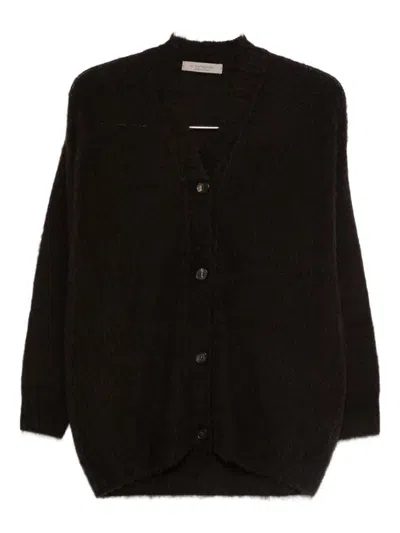 D Exterior Button-down Cardigan In Black