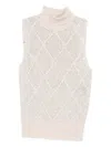 D Exterior Sequin Lattice Sweater In Neutral