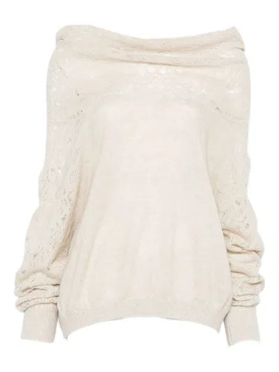 D Exterior Long-sleeved Ribbed Sweater In Neutral