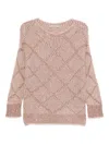 D Exterior Sequin-embellished Diamond-pattern Sweater In Pink