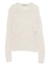 D Exterior Knit Sweater With Lace-like Pattern In White