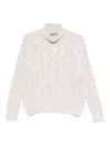 D Exterior Cable-knit Turtleneck Sweater In Neutral