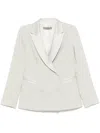 D Exterior D.exterior Light Green Double-breasted Blazer With Satin Lining In Neutral